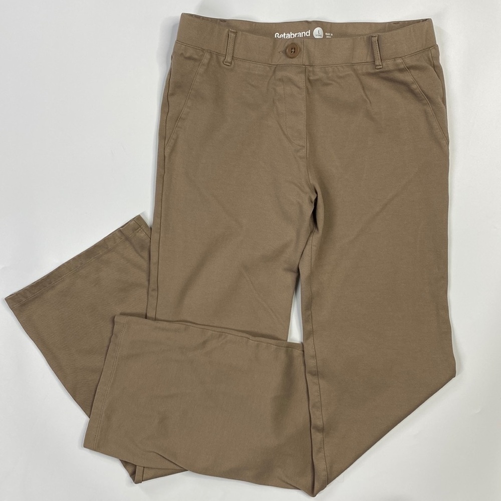 Betabrand Tan Straight Leg Large Long Pants W0104-TKA